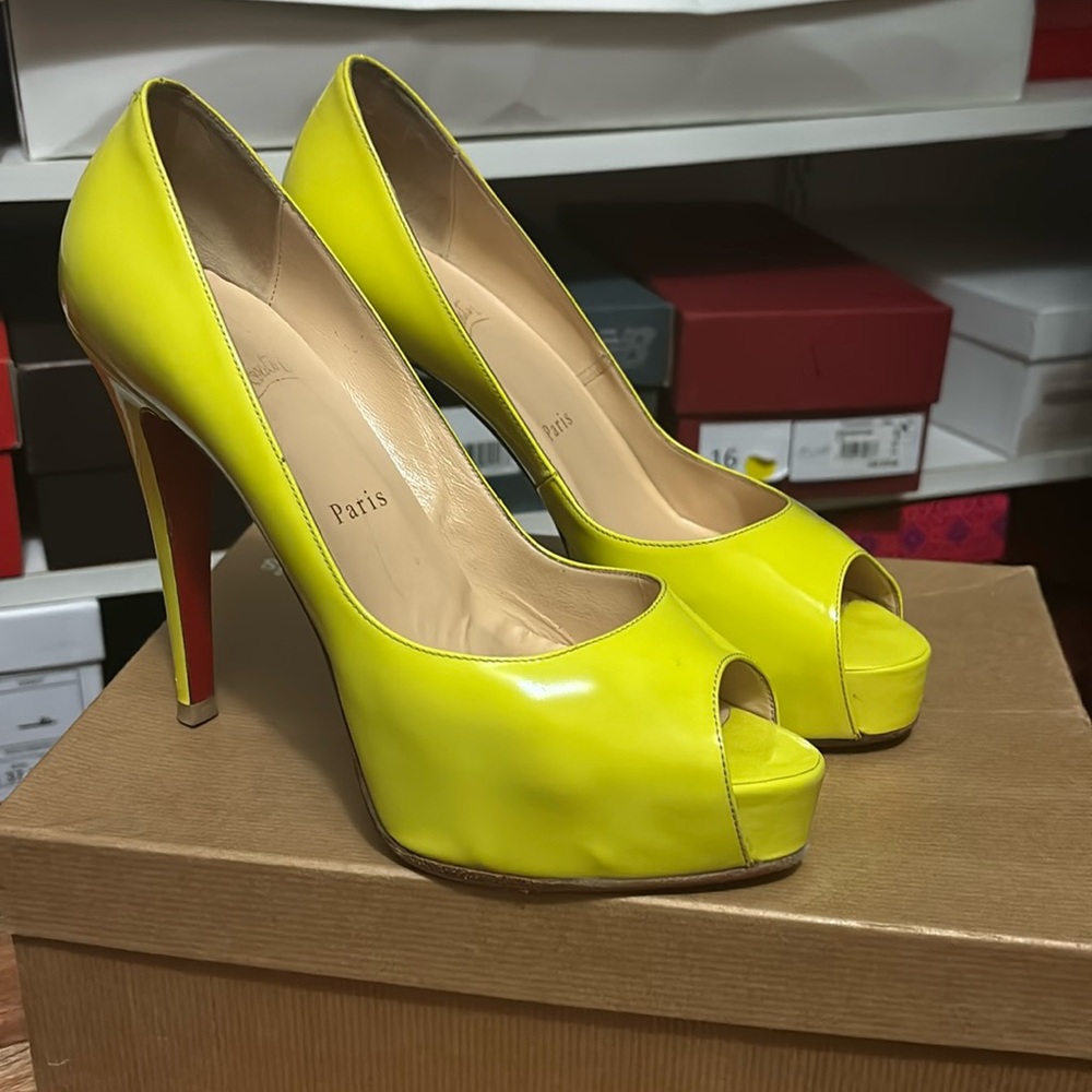 Christian Louboutin neon yellow heels